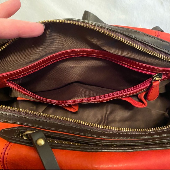 Lucky Brand Buckman leather satchel handbag, in Haute Red, NWT, style LB1041 - Picture 10 of 16